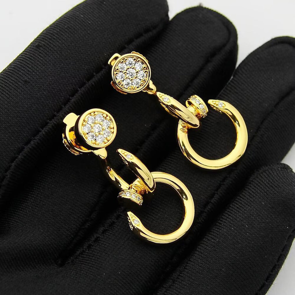 [ElanLuxe Jewelry]JUSTE HALF DIAMOND DOUBLE EARRINGS