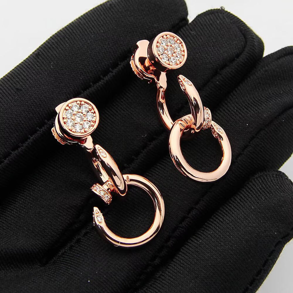 [ElanLuxe Jewelry]JUSTE HALF DIAMOND DOUBLE EARRINGS