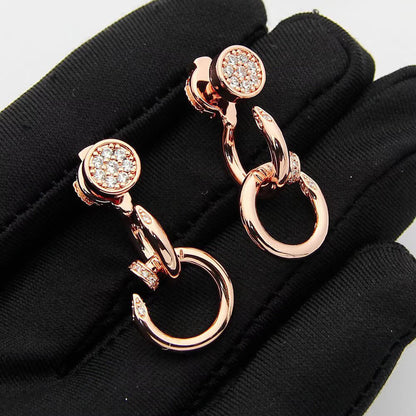 [ElanLuxe Jewelry]JUSTE HALF DIAMOND DOUBLE EARRINGS