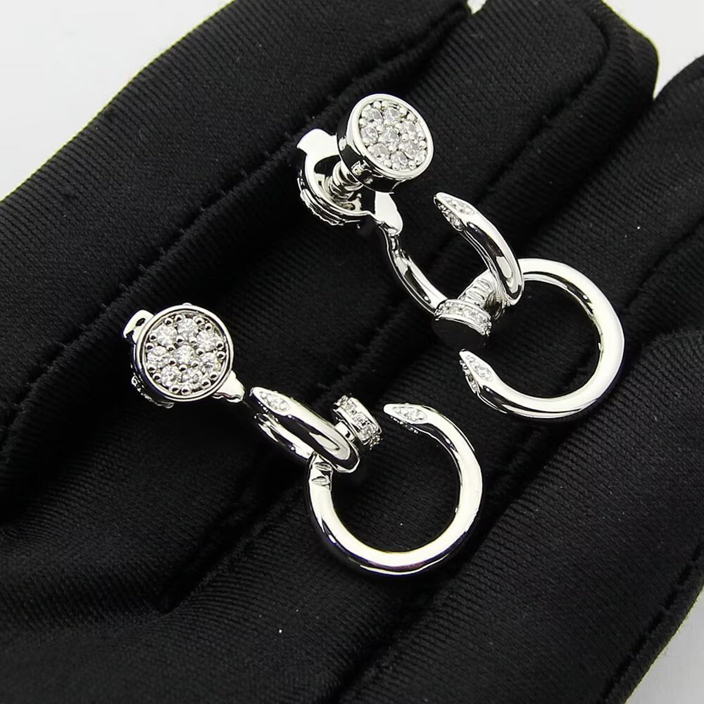 [ElanLuxe Jewelry]JUSTE HALF DIAMOND DOUBLE EARRINGS