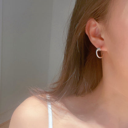 [ElanLuxe Jewelry]JUSTE FULL DIAMOND DOUBLE EARRINGS