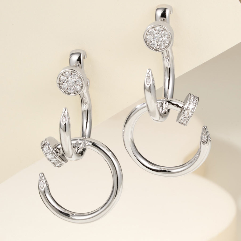 [ElanLuxe Jewelry]JUSTE HALF DIAMOND DOUBLE EARRINGS