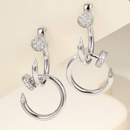 [ElanLuxe Jewelry]JUSTE HALF DIAMOND DOUBLE EARRINGS