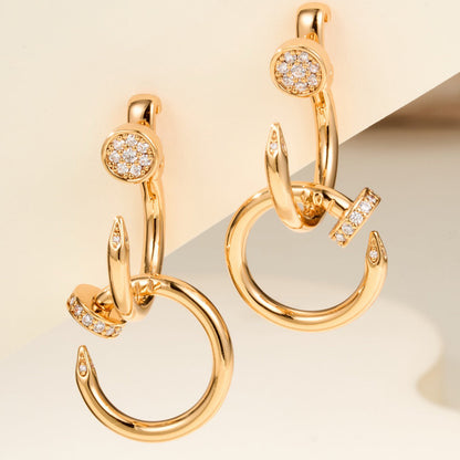 [ElanLuxe Jewelry]JUSTE HALF DIAMOND DOUBLE EARRINGS