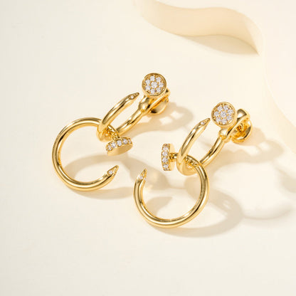 [ElanLuxe Jewelry]JUSTE HALF DIAMOND DOUBLE EARRINGS