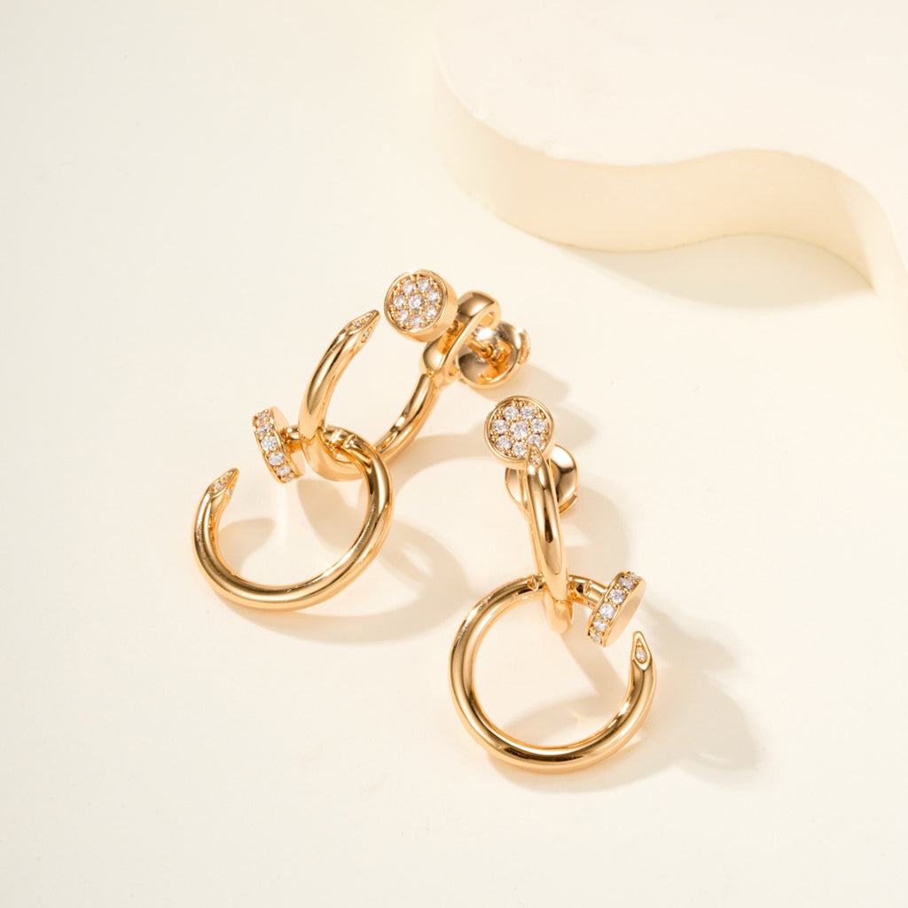 [ElanLuxe Jewelry]JUSTE HALF DIAMOND DOUBLE EARRINGS