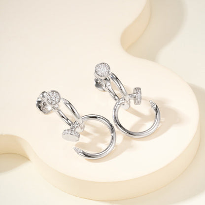 [ElanLuxe Jewelry]JUSTE HALF DIAMOND DOUBLE EARRINGS