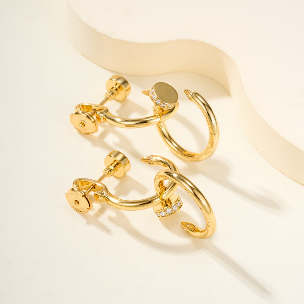 [ElanLuxe Jewelry]JUSTE HALF DIAMOND DOUBLE EARRINGS