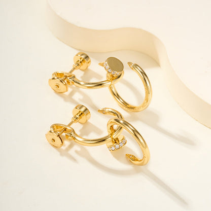 [ElanLuxe Jewelry]JUSTE HALF DIAMOND DOUBLE EARRINGS