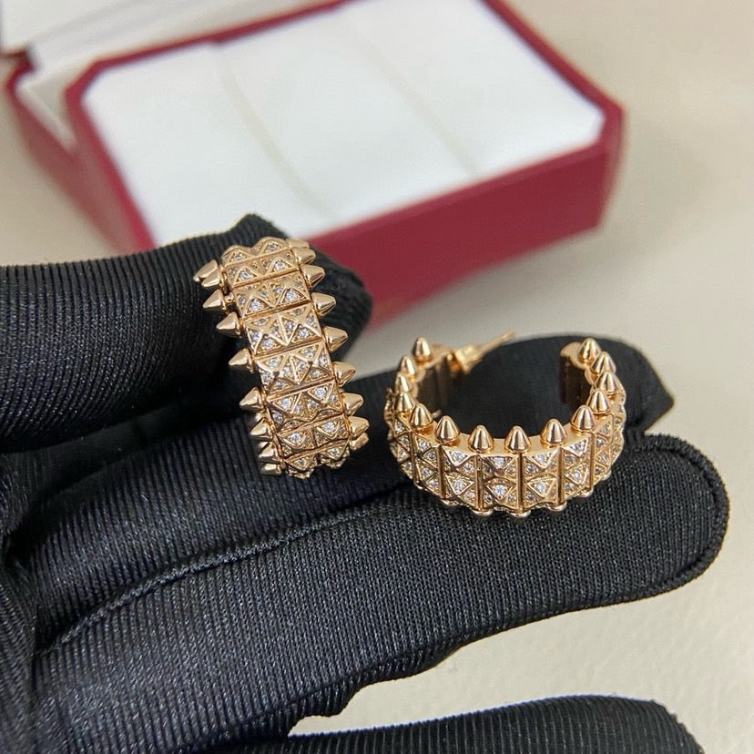 [ElanLuxe Jewelry]CLASH 9.2MM FULL DIAMOND DOUBLE ROW EARRINGS