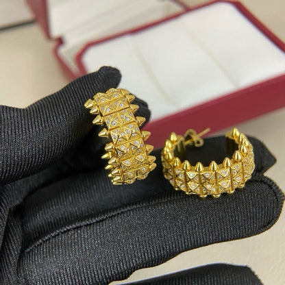 [ElanLuxe Jewelry]CLASH 9.2MM FULL DIAMOND DOUBLE ROW EARRINGS