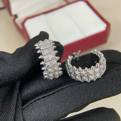 [ElanLuxe Jewelry]CLASH 9.2MM FULL DIAMOND DOUBLE ROW EARRINGS