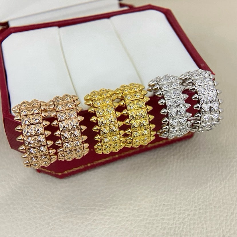 [ElanLuxe Jewelry]CLASH 9.2MM FULL DIAMOND DOUBLE ROW EARRINGS