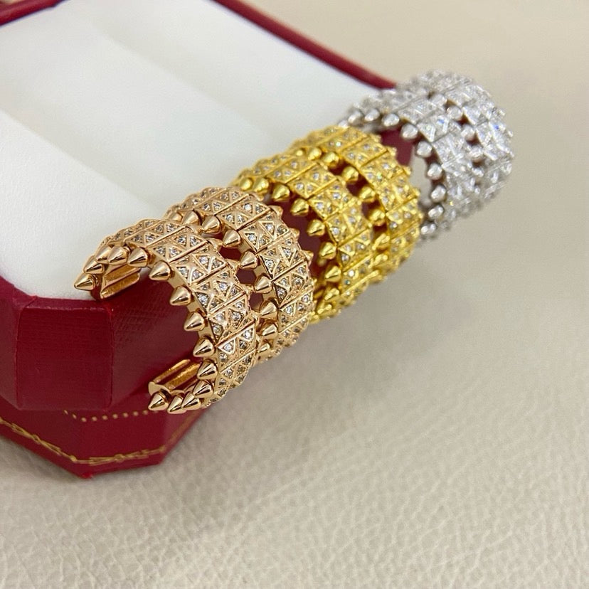 [ElanLuxe Jewelry]CLASH 9.2MM FULL DIAMOND DOUBLE ROW EARRINGS