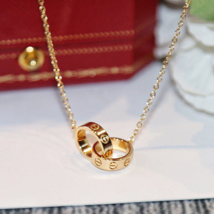 [ElanLuxe Jewelry]LOVE DOUBLE RING NECKLACE