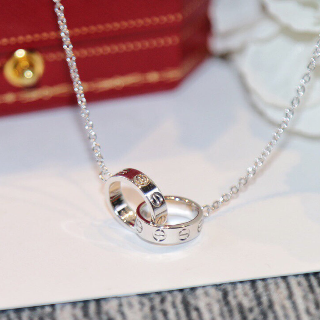 [ElanLuxe Jewelry]LOVE DOUBLE RING NECKLACE