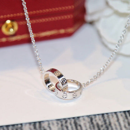 [ElanLuxe Jewelry]LOVE DOUBLE RING NECKLACE