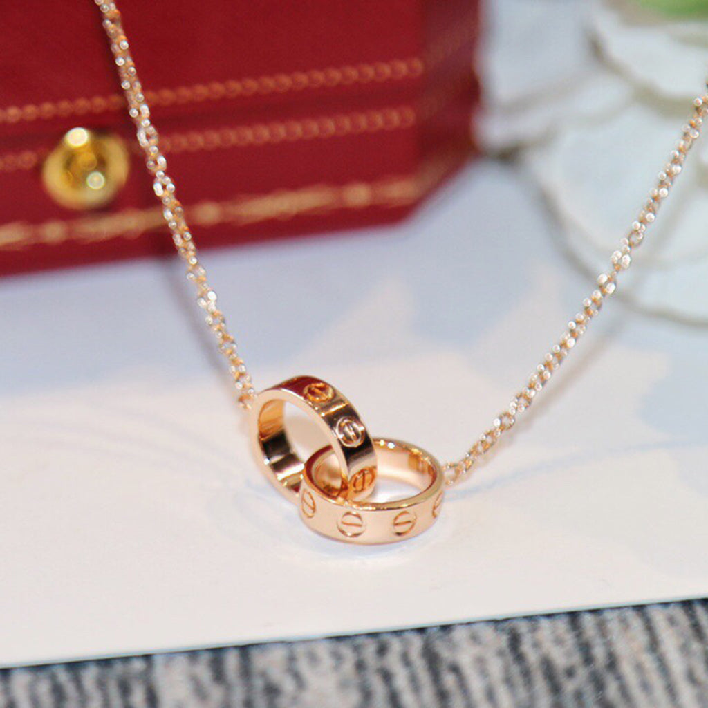 [ElanLuxe Jewelry]LOVE DOUBLE RING NECKLACE