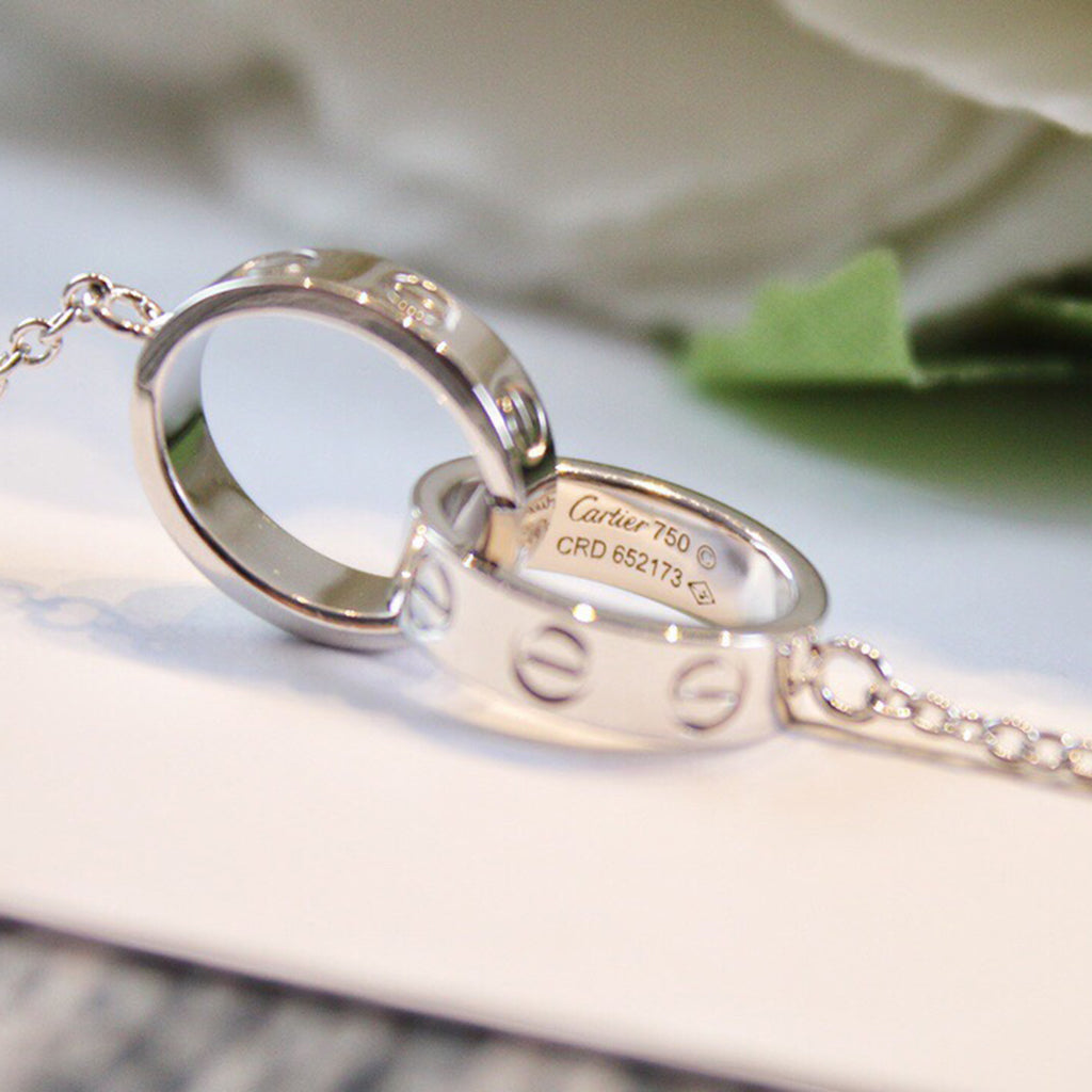 [ElanLuxe Jewelry]LOVE DOUBLE RING NECKLACE