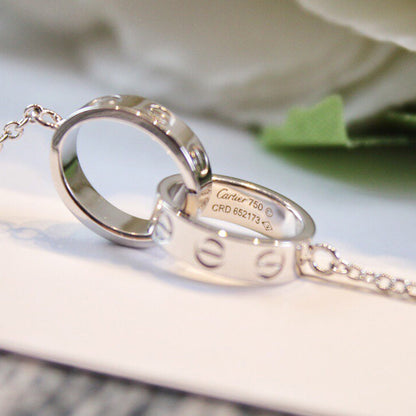 [ElanLuxe Jewelry]LOVE DOUBLE RING NECKLACE