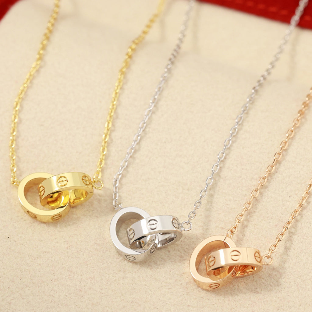 [ElanLuxe Jewelry]LOVE DOUBLE RING NECKLACE