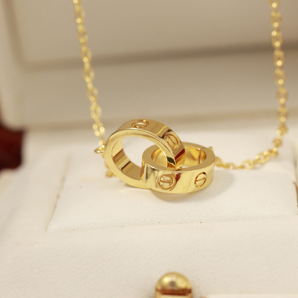 [ElanLuxe Jewelry]LOVE DOUBLE RING NECKLACE