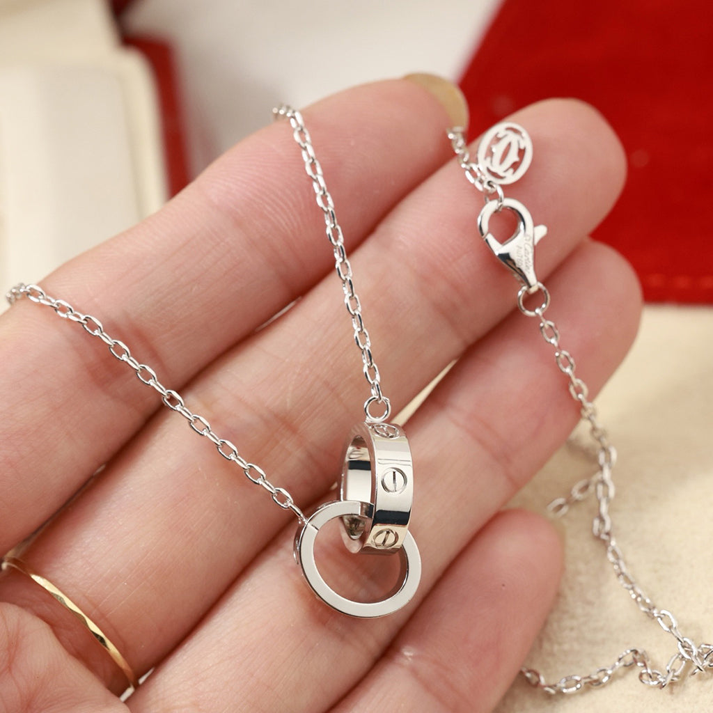 [ElanLuxe Jewelry]LOVE DOUBLE RING NECKLACE