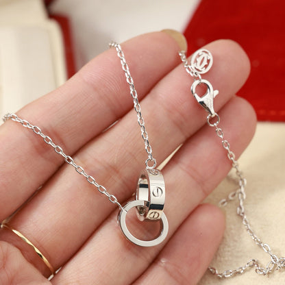 [ElanLuxe Jewelry]LOVE DOUBLE RING NECKLACE