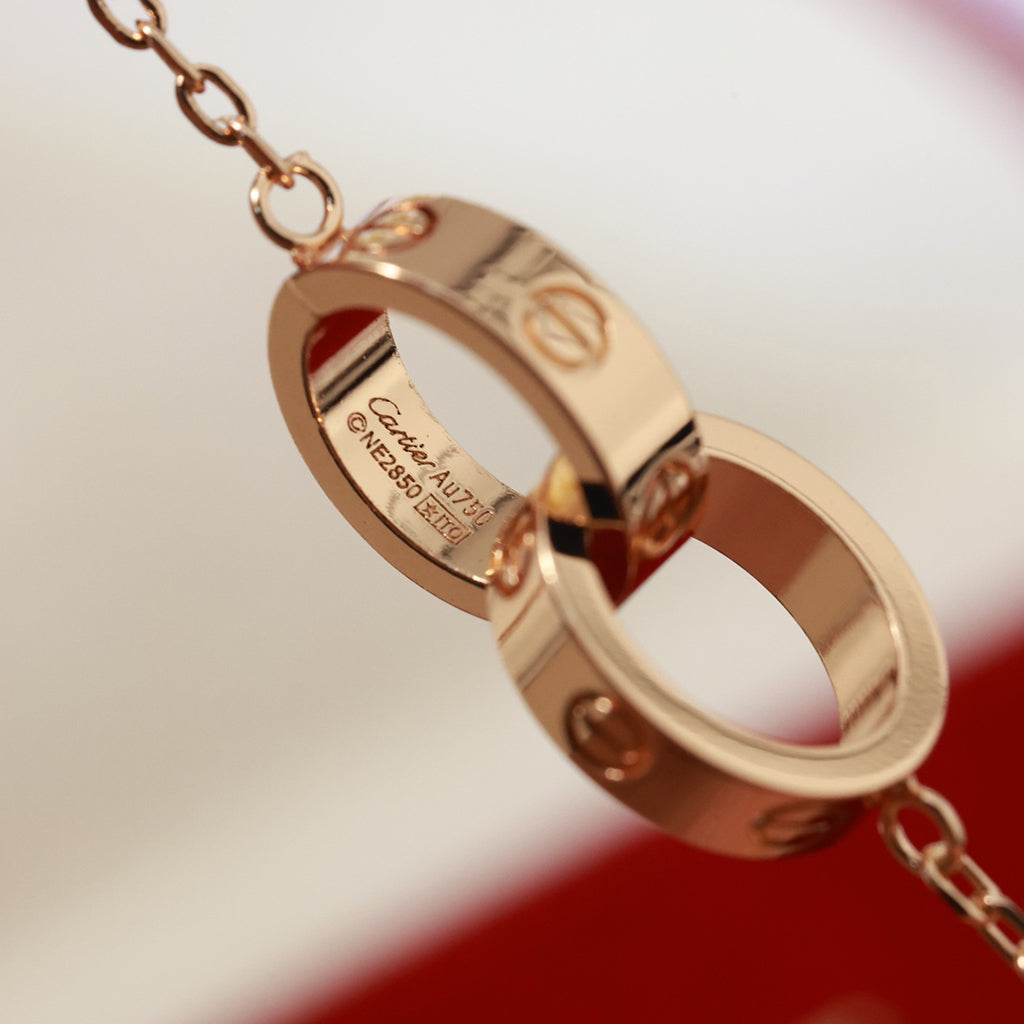 [ElanLuxe Jewelry]LOVE DOUBLE RING NECKLACE