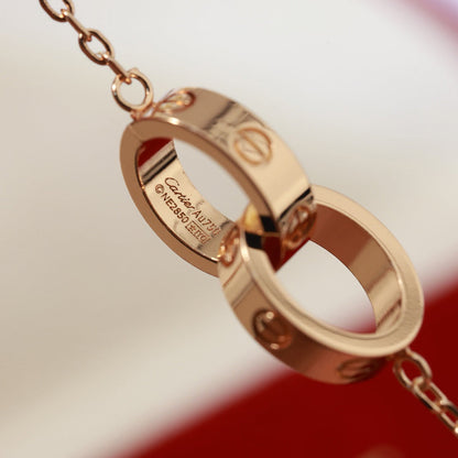 [ElanLuxe Jewelry]LOVE DOUBLE RING NECKLACE