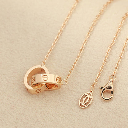 [ElanLuxe Jewelry]LOVE DOUBLE RING NECKLACE