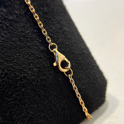 [ElanLuxe Jewelry]LOVE DOUBLE RING HALF DIAMOND NECKLACE