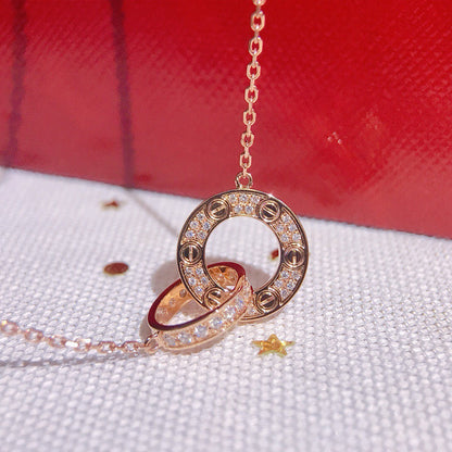 [ElanLuxe Jewelry]LOVE  FULL DIAMOND PENDANT NECKLACE