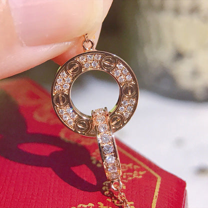 [ElanLuxe Jewelry]LOVE  FULL DIAMOND PENDANT NECKLACE
