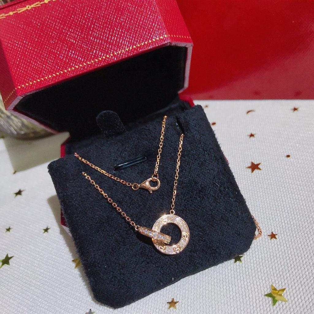 [ElanLuxe Jewelry]LOVE  FULL DIAMOND PENDANT NECKLACE