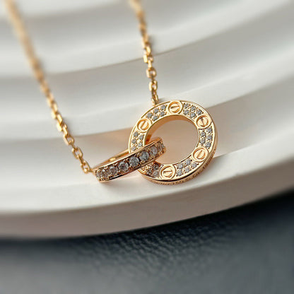 [ElanLuxe Jewelry]LOVE  FULL DIAMOND PENDANT NECKLACE