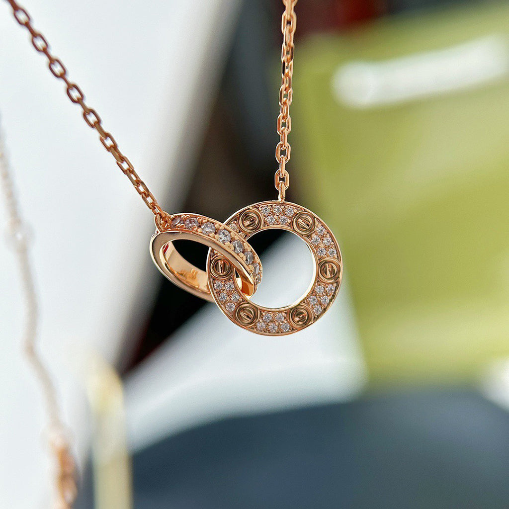 [ElanLuxe Jewelry]LOVE  FULL DIAMOND PENDANT NECKLACE