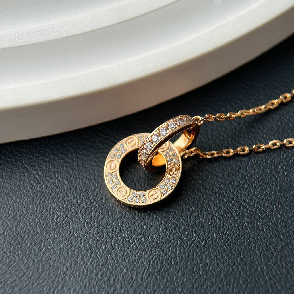[ElanLuxe Jewelry]LOVE  FULL DIAMOND PENDANT NECKLACE