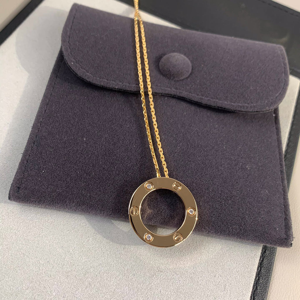 [ElanLuxe Jewelry]LOVE NECKLACE 16MM 3 DIAMONDS