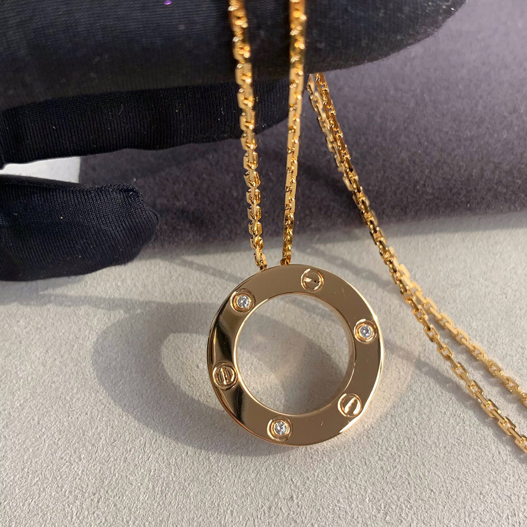 [ElanLuxe Jewelry]LOVE NECKLACE 16MM 3 DIAMONDS