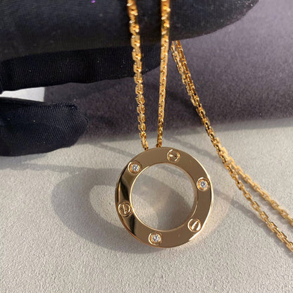 [ElanLuxe Jewelry]LOVE NECKLACE 16MM 3 DIAMONDS