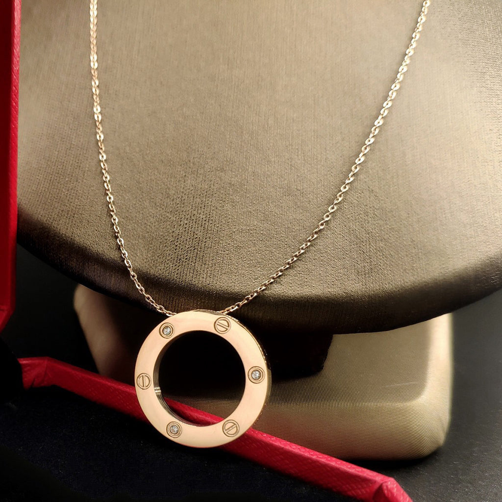 [ElanLuxe Jewelry]LOVE NECKLACE 16MM 3 DIAMONDS