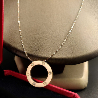 [ElanLuxe Jewelry]LOVE NECKLACE 16MM 3 DIAMONDS