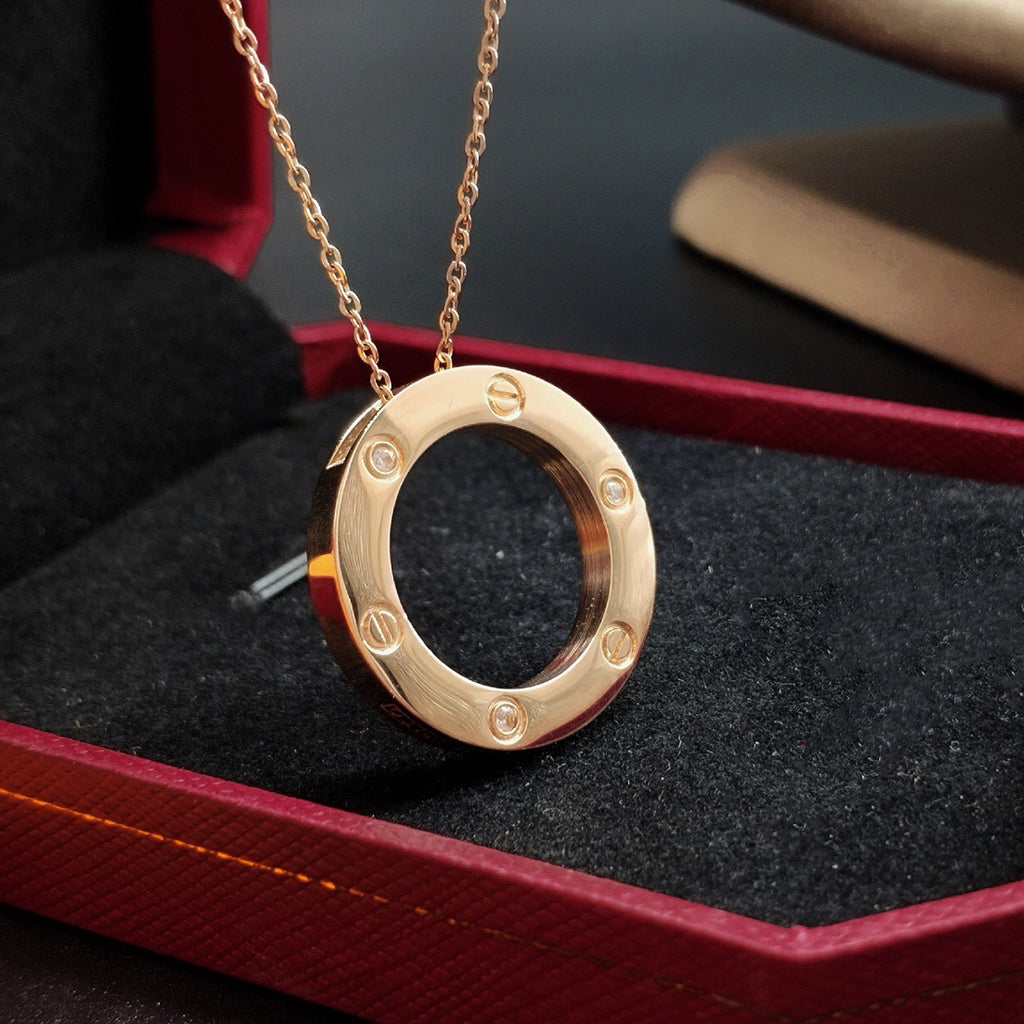 [ElanLuxe Jewelry]LOVE NECKLACE 16MM 3 DIAMONDS