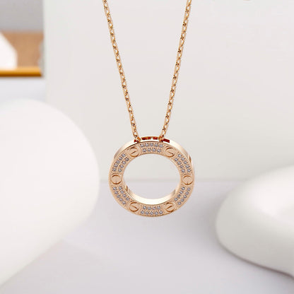 [ElanLuxe Jewelry]LOVE NECKLACE 16MM  FULL DIAMOND