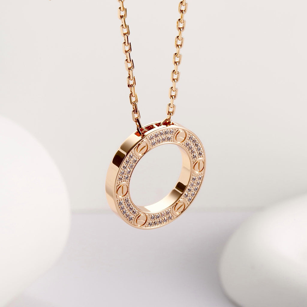 [ElanLuxe Jewelry]LOVE NECKLACE 16MM  FULL DIAMOND
