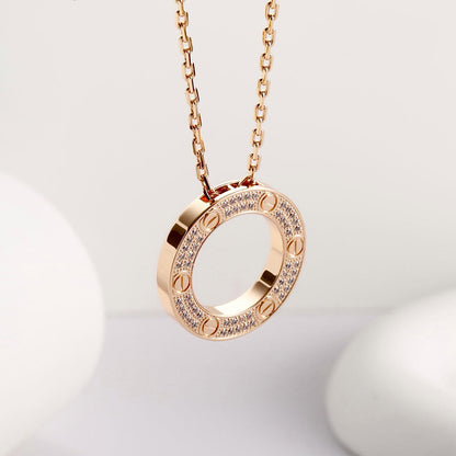 [ElanLuxe Jewelry]LOVE NECKLACE 16MM  FULL DIAMOND