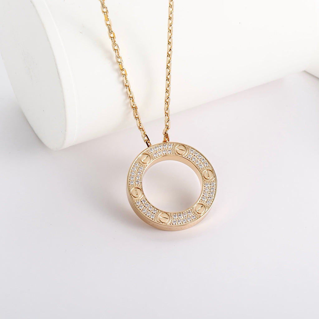 [ElanLuxe Jewelry]LOVE NECKLACE 16MM  FULL DIAMOND
