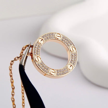 [ElanLuxe Jewelry]LOVE NECKLACE 16MM  FULL DIAMOND