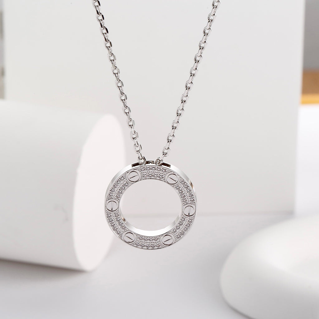 [ElanLuxe Jewelry]LOVE NECKLACE 16MM  FULL DIAMOND